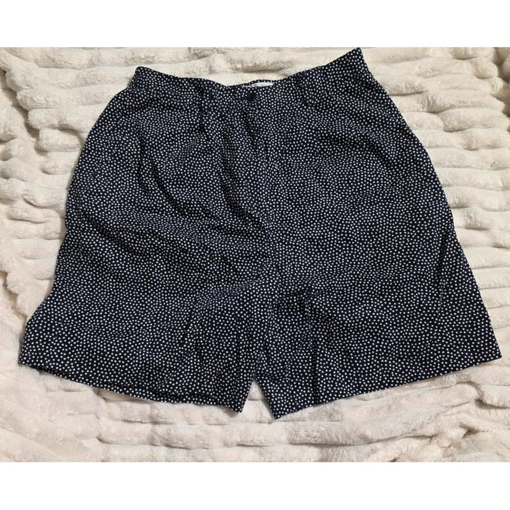 Izod Club Navy Blue White Polka Dot Pleated Cotton Shorts Womens Size 16